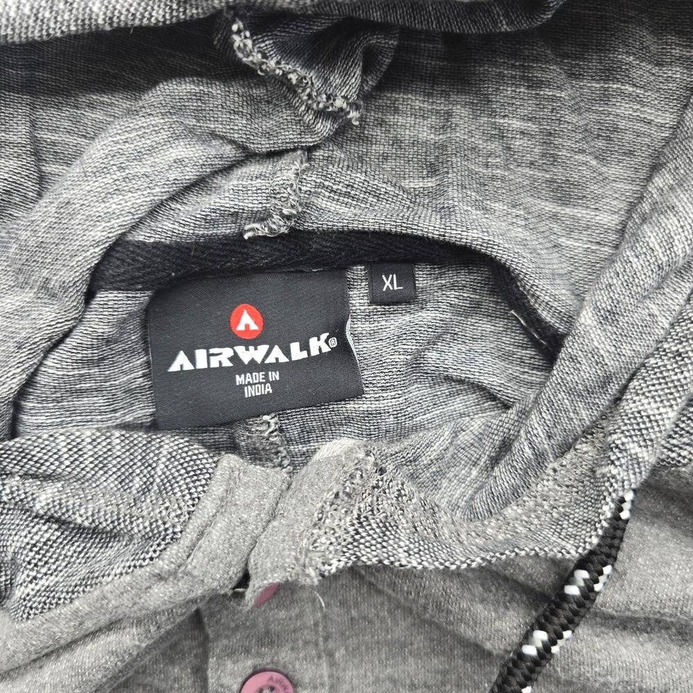 Airwalk Men Gray Hoodie Long Sleeve Pullover Henley Pocket XL